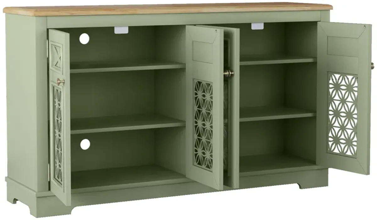 FESTIVO Farmhouse Buffet Cabinet with Glass Doors and Adjustable Shelves