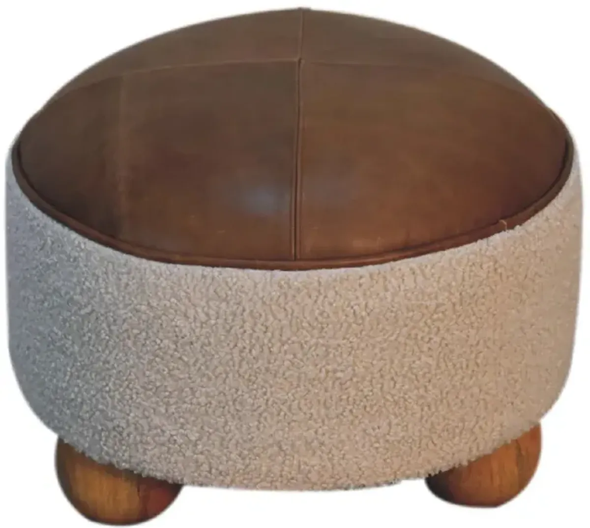 Cream Boucle Buffalo Footstool