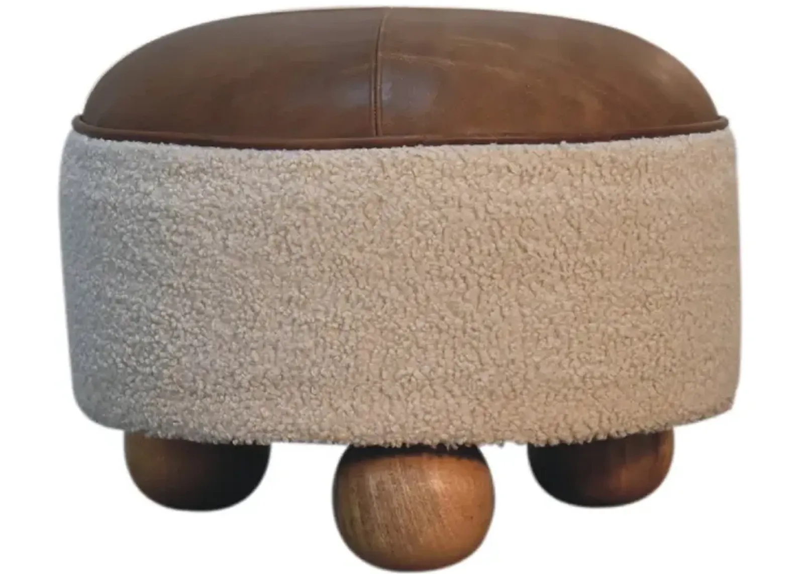 Cream Boucle Buffalo Footstool