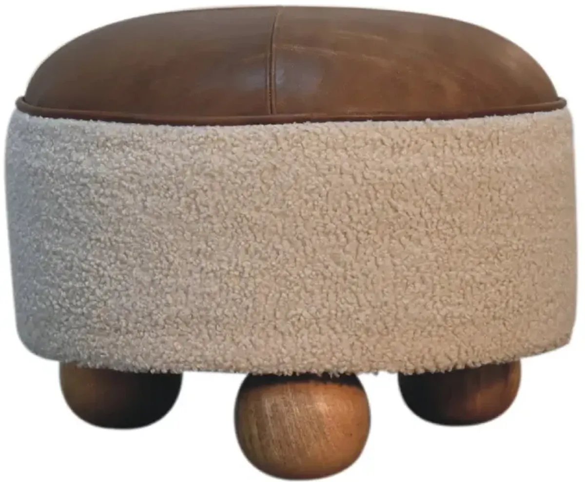 Cream Boucle Buffalo Footstool