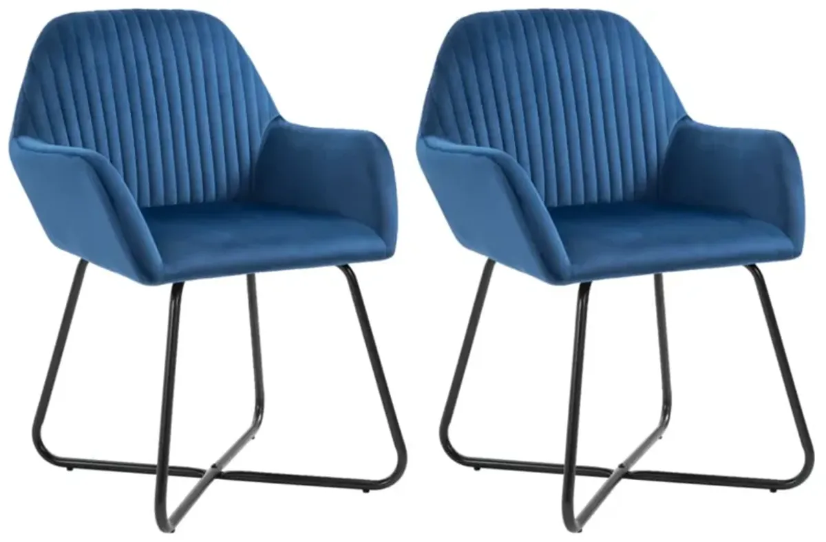 vidaXL Dining Chairs 2 pcs Blue Velvet