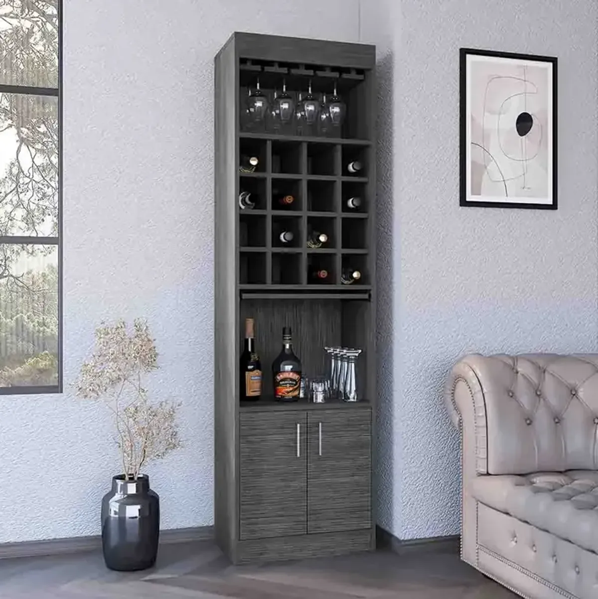 Bar Cabinet Modoc, Living Room, Smoky Oak