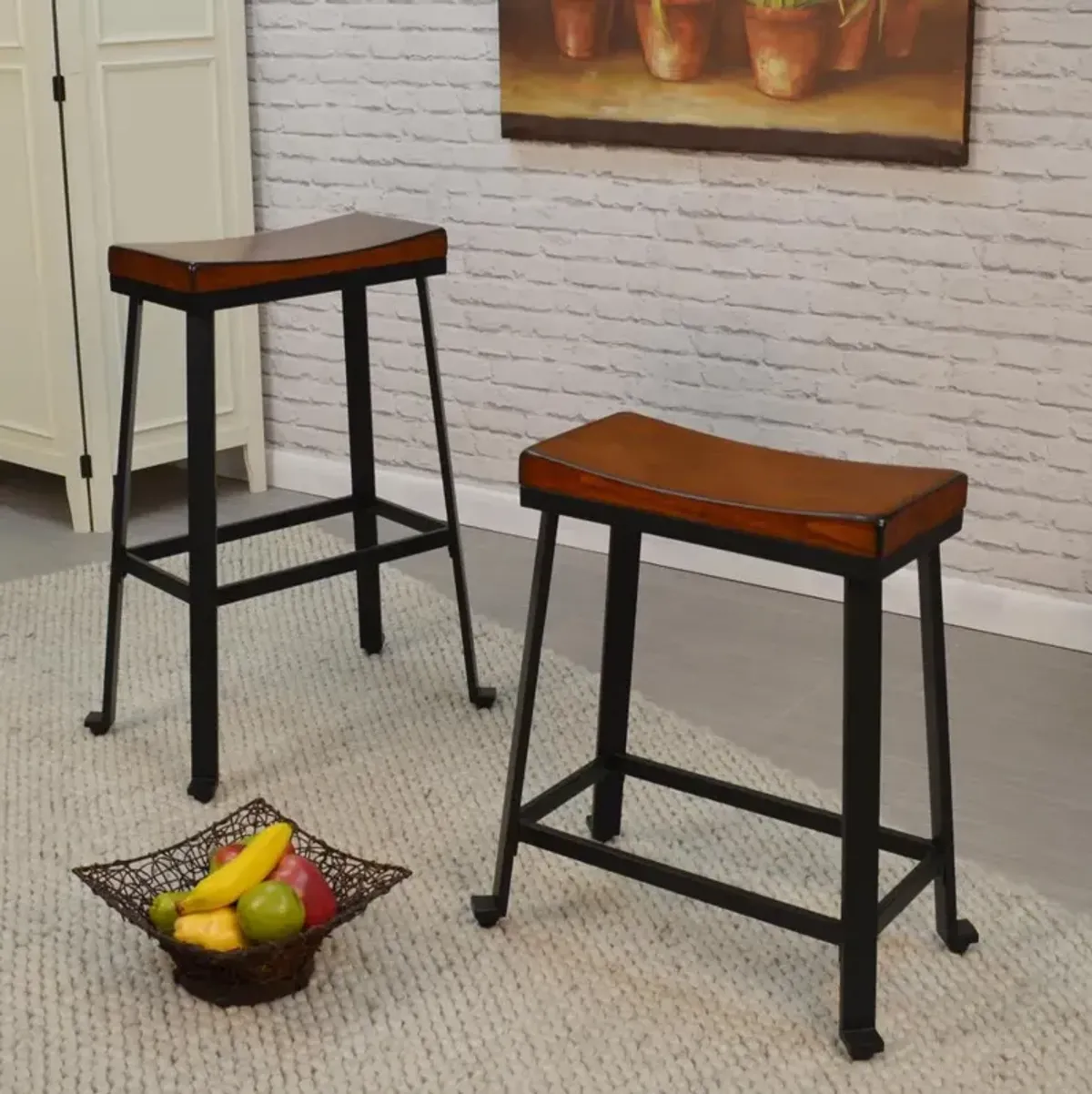 Carolina Living Thea 30 Saddle Seat Barstool - Chestnut/Black