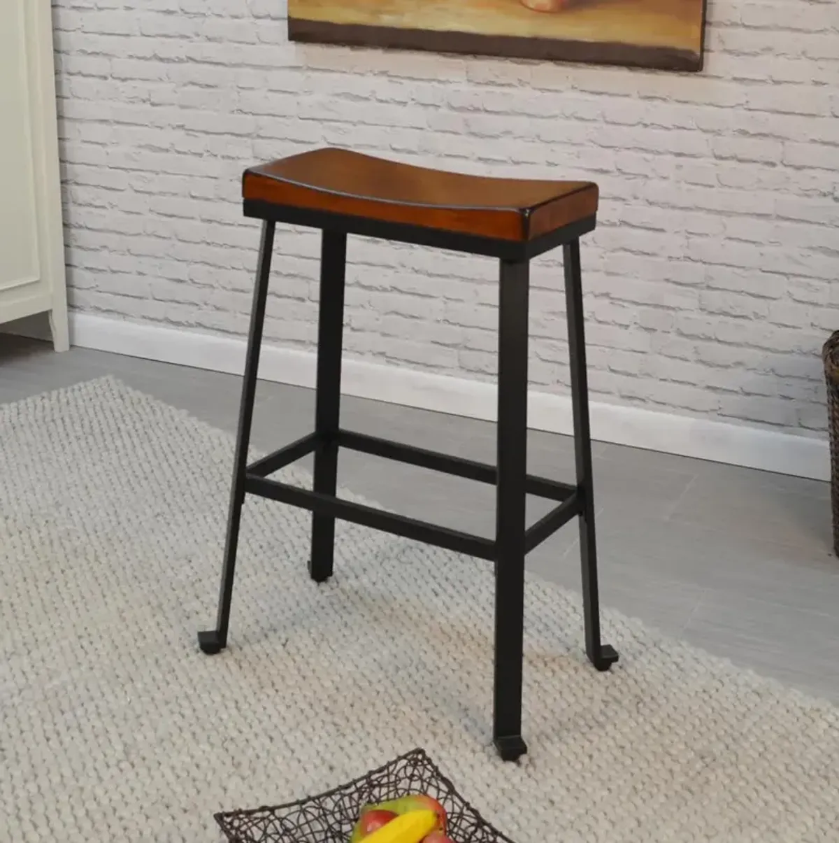 Carolina Living Thea 30 Saddle Seat Barstool - Chestnut/Black