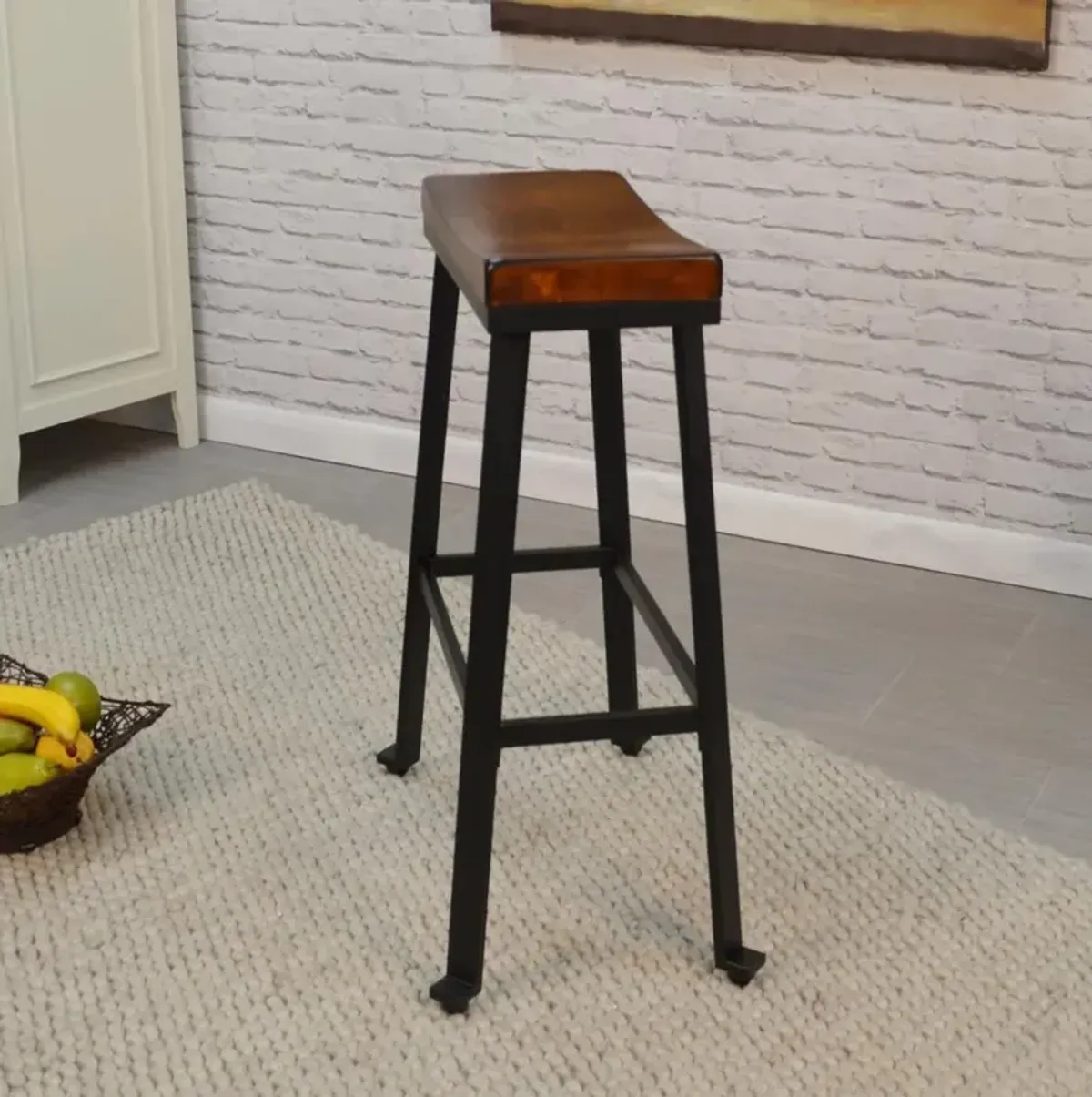 Carolina Living Thea 30 Saddle Seat Barstool - Chestnut/Black