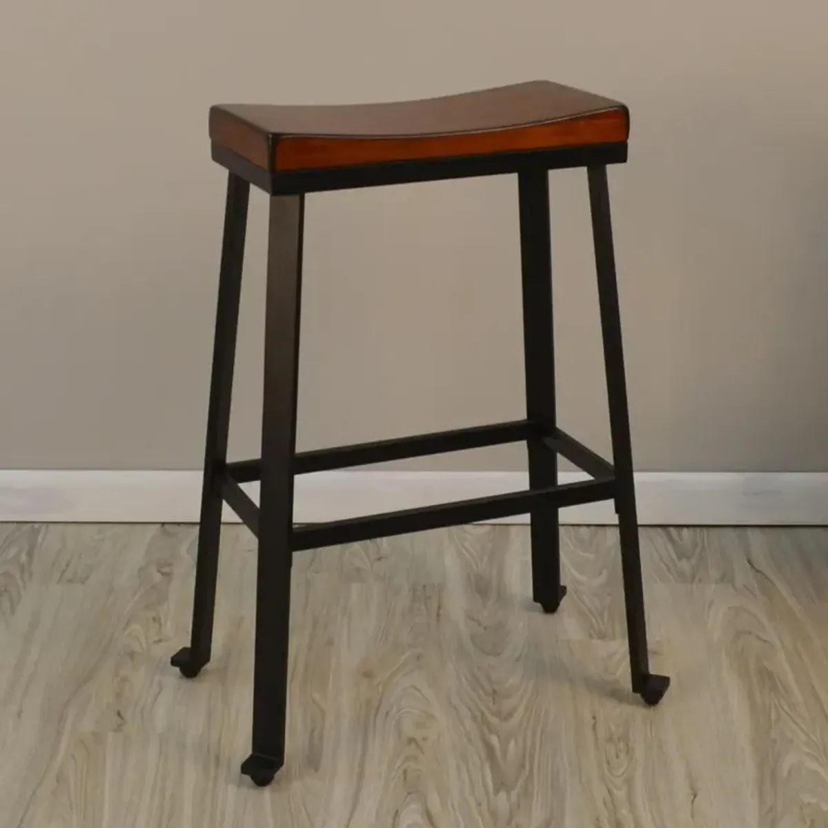 Carolina Living Thea 30 Saddle Seat Barstool - Chestnut/Black