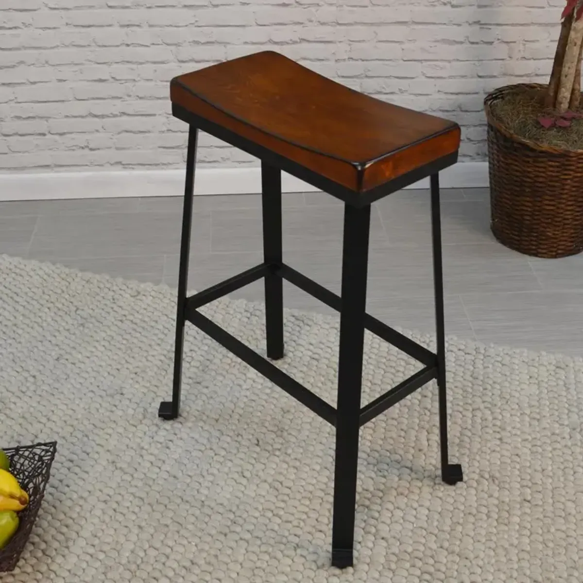 Carolina Living Thea 30 Saddle Seat Barstool - Chestnut/Black