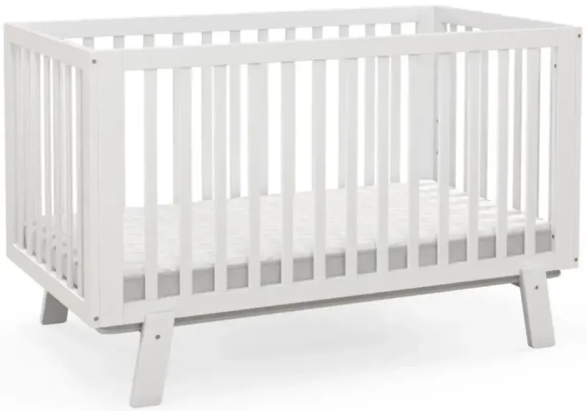 Hivvago Rubber Wood Baby Crib with Adjustable Mattress Heights and Guardrails-White