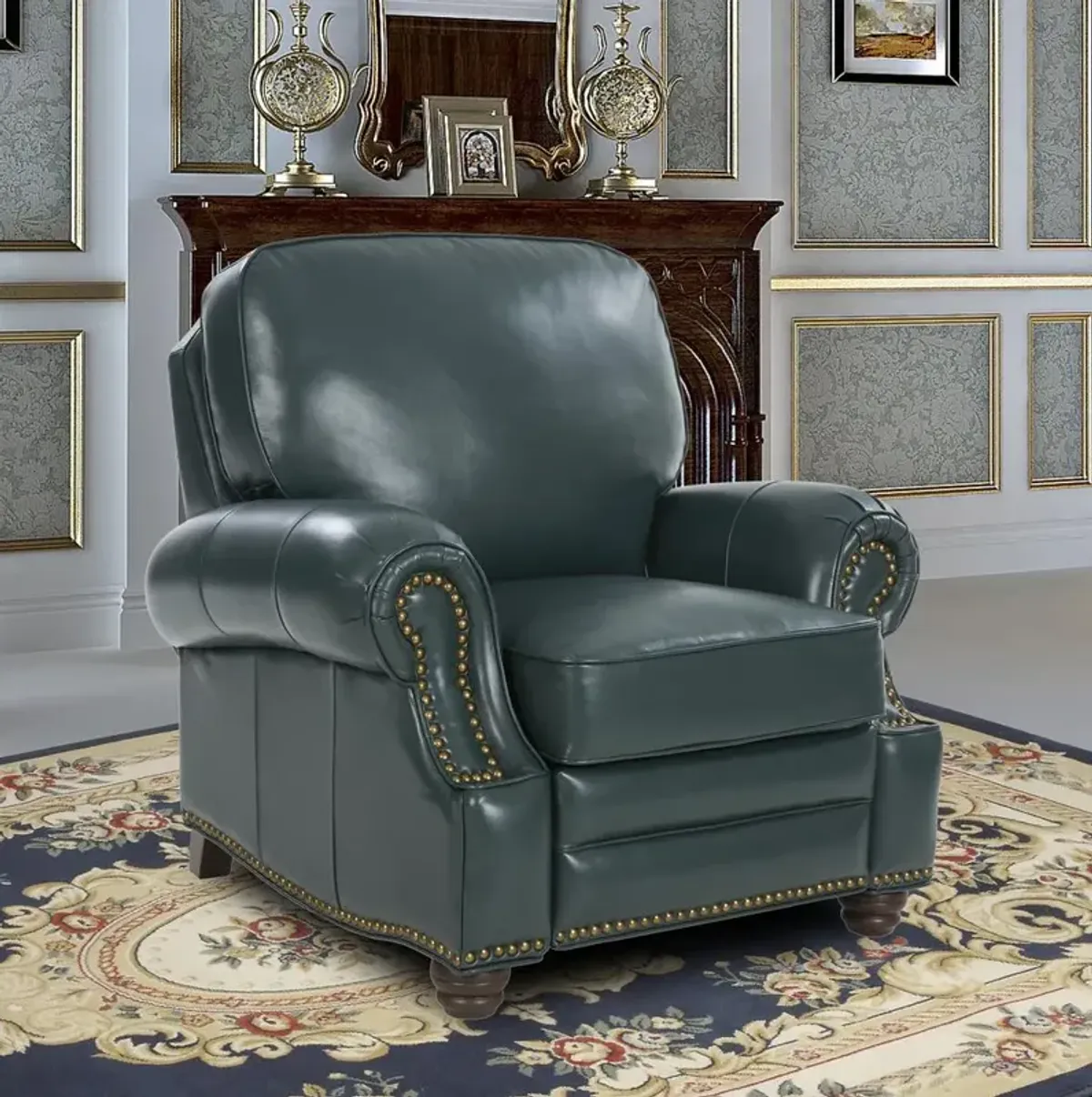 Barcalounger Longhorn Recliner, Highland Emerald / All Leather