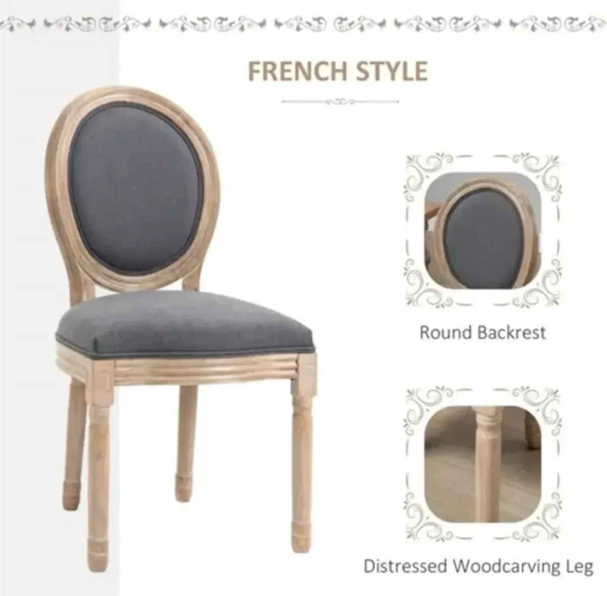 Set of 2 Vintage Upholstered Armless Curved Back Dining Chairs