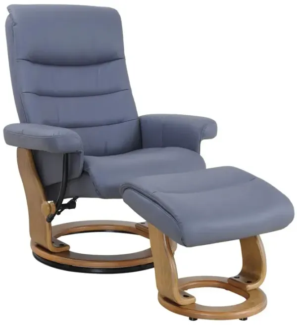 Scandinavian / European-styled recliner and ottoman, Grey Blue