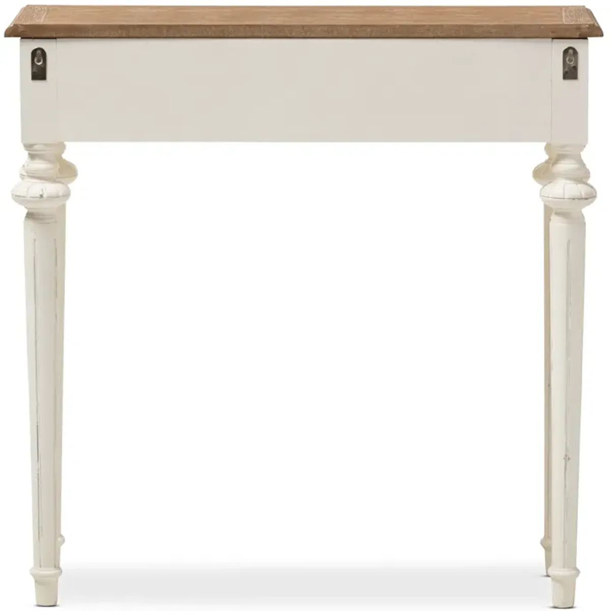 Baxton Studio Marquetterie Oak And White Wash Distressed Finish Wood Two Tone Console Table