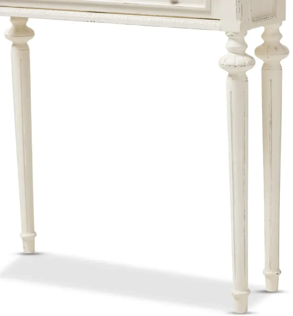 Baxton Studio Marquetterie Oak And White Wash Distressed Finish Wood Two Tone Console Table