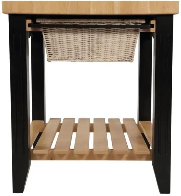 Powell Color Story Black Butcher Block Kitchen Island