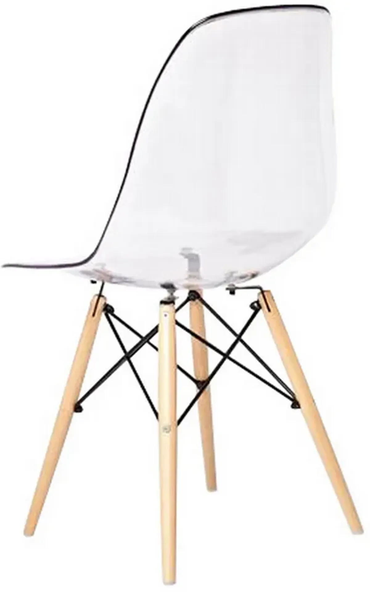 Louie 21 Inch Modern Side Chair, Wood Finished Legs, Translucent Seating-Benzara