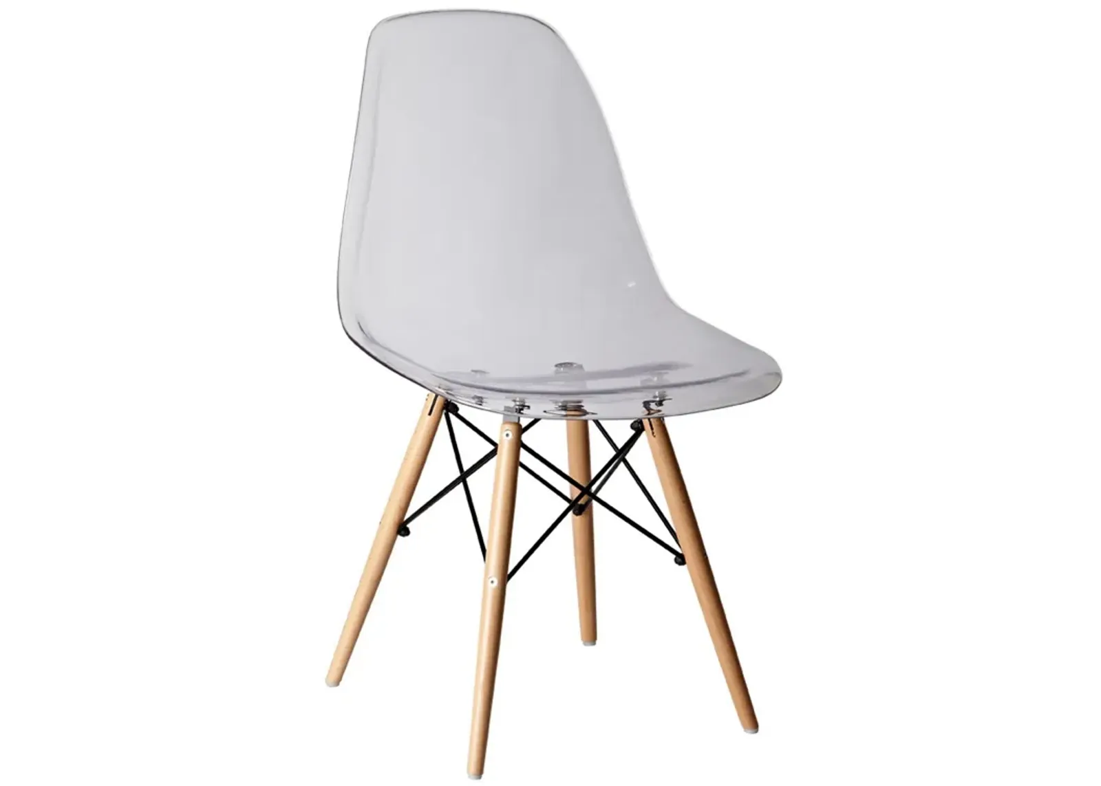 Louie 21 Inch Modern Side Chair, Wood Finished Legs, Translucent Seating-Benzara