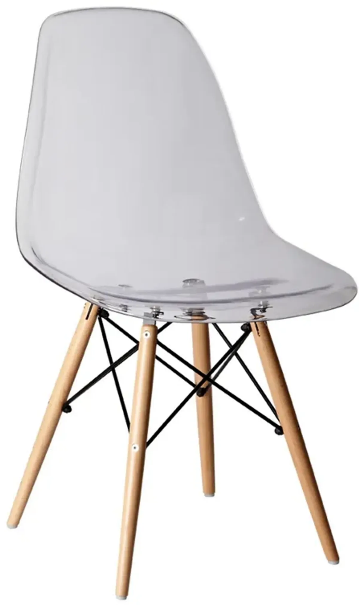 Louie 21 Inch Modern Side Chair, Wood Finished Legs, Translucent Seating-Benzara