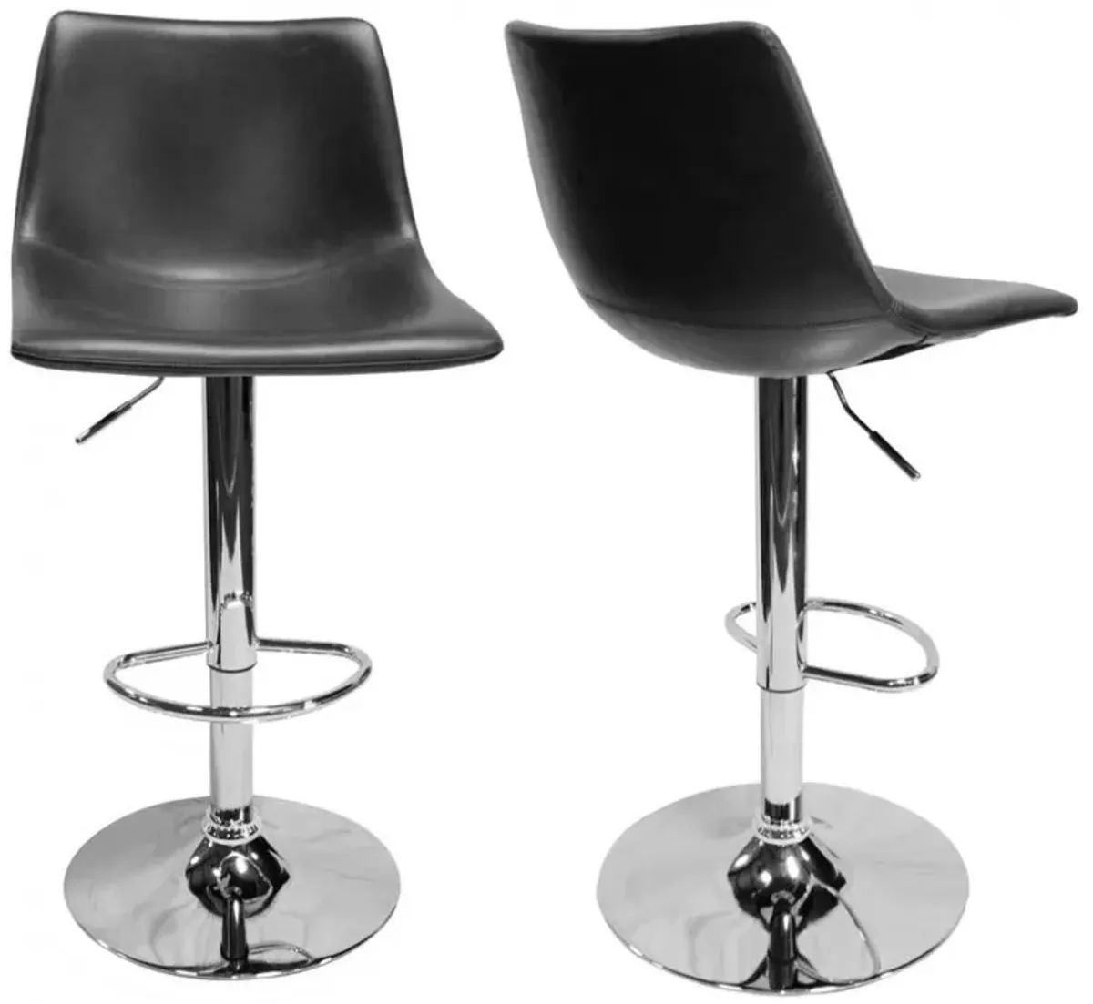 Best Master Jimmy Dean Faux Leather Adjustable Swivel Bar Stool Gray (Set of 2)