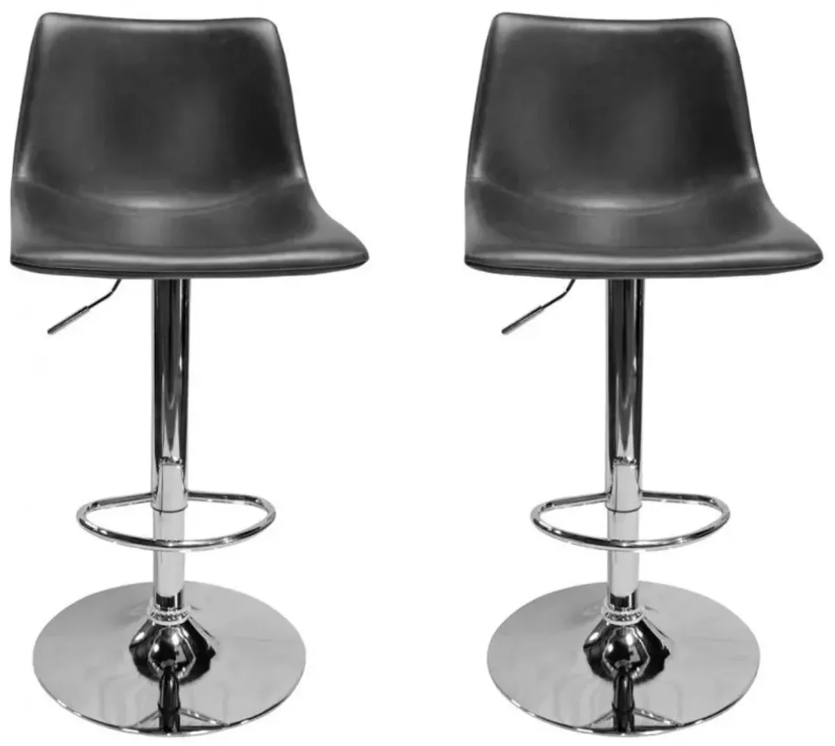 Best Master Jimmy Dean Faux Leather Adjustable Swivel Bar Stool Gray (Set of 2)