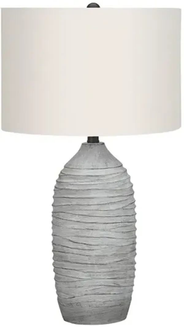 Lighting, 27"H, Table Lamp, Grey Resin, Ivory / Cream Shade, Modern