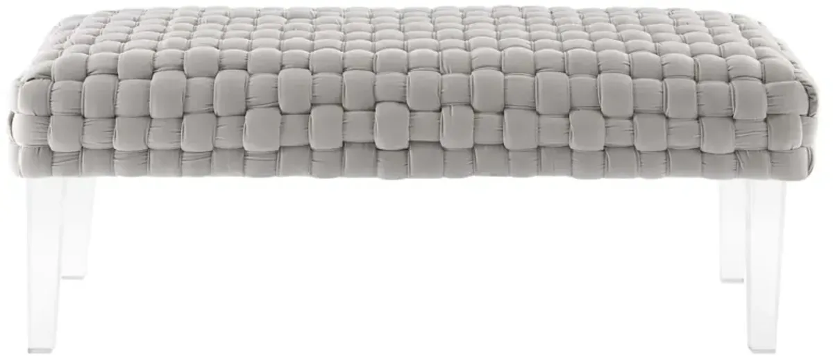 Prologue Woven Performance Velvet Ottoman