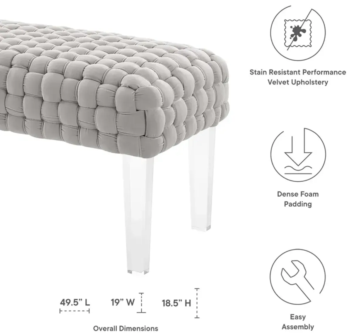 Prologue Woven Performance Velvet Ottoman