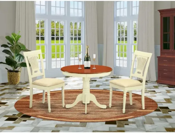 3 Pc Kitchen nook Dining set-round Table plus 2 Chairs for Dining room
