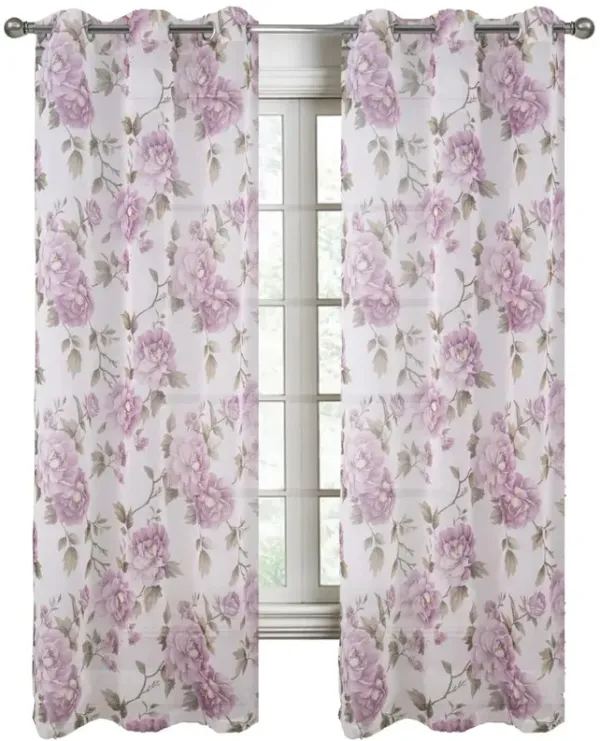 RT Designers Collection Ellie Doily Grommet Light Filtering Window Curtain Panel for Bedroom 54" x 95" Lilac