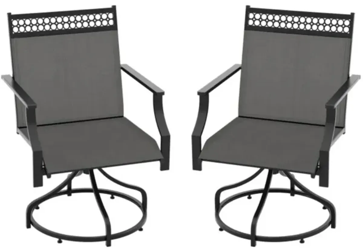 Hivvago Patio Swivel Dining Chairs Set of 2 with Heavy-duty Metal Frame and Armrests