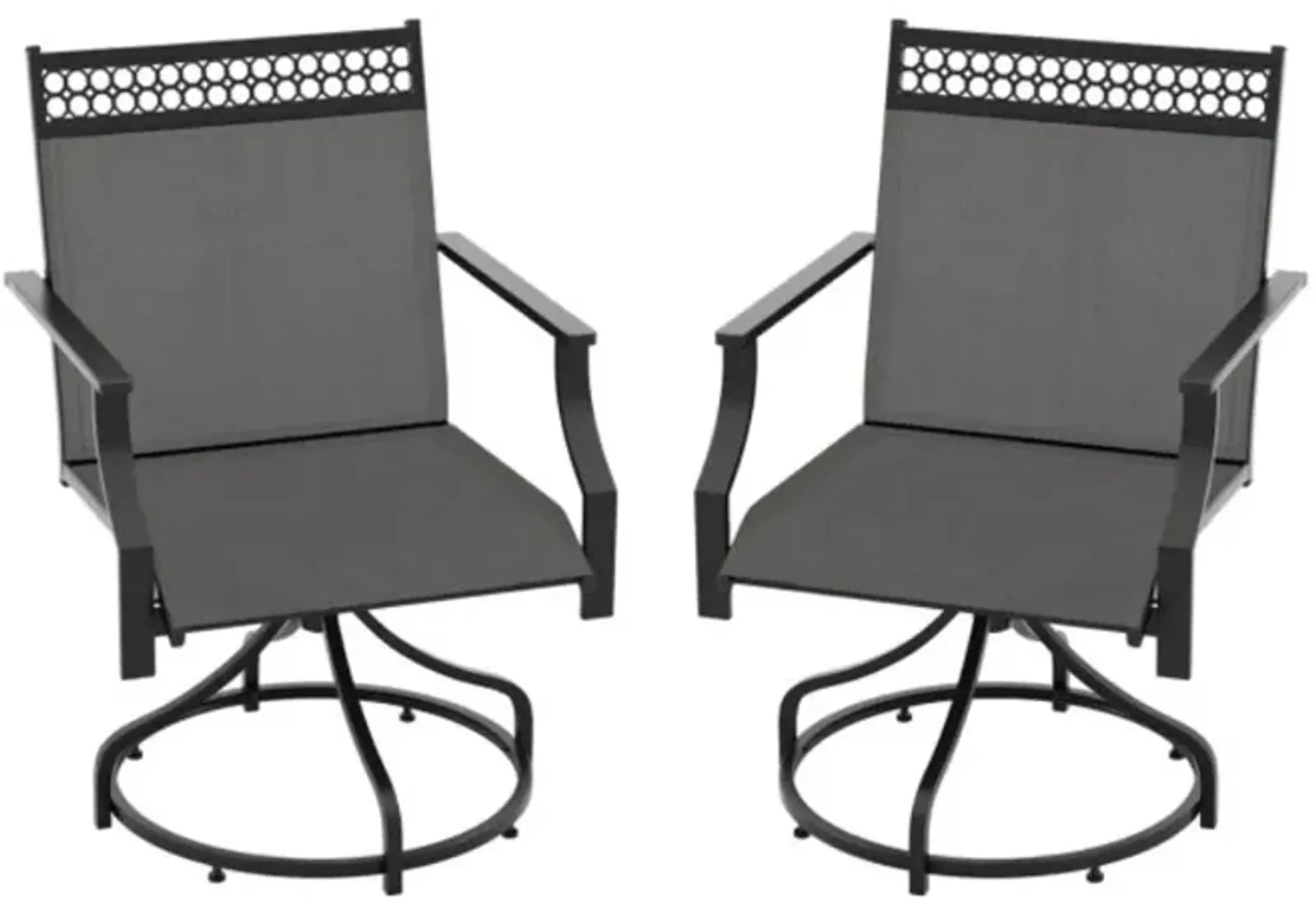 Hivvago Patio Swivel Dining Chairs Set of 2 with Heavy-duty Metal Frame and Armrests