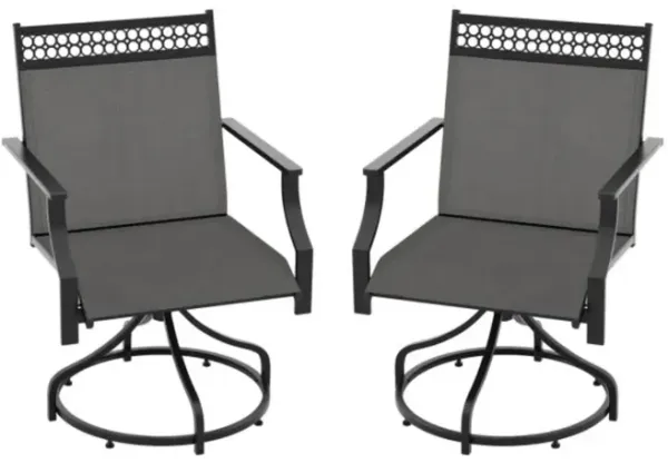Hivvago Patio Swivel Dining Chairs Set of 2 with Heavy-duty Metal Frame and Armrests