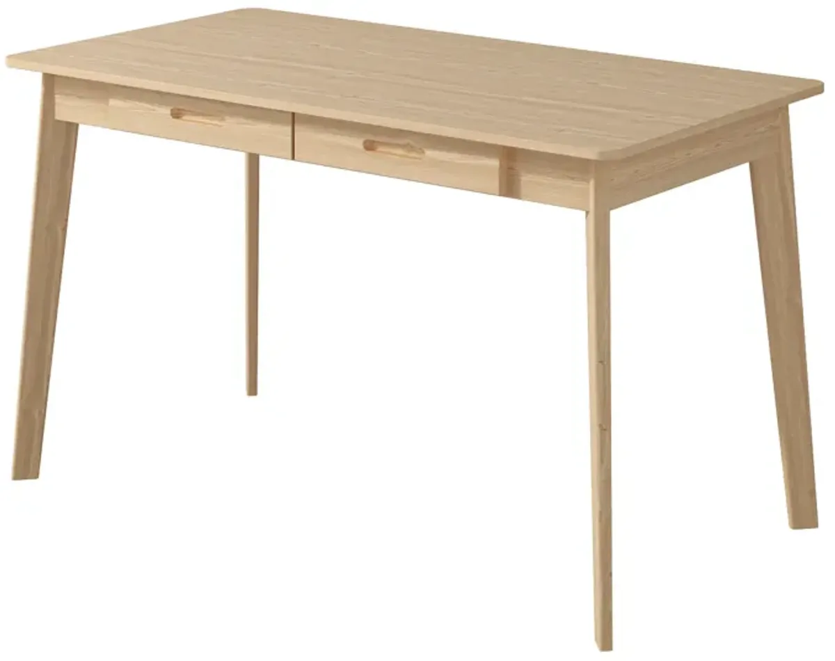 47.2 in. W-21.7 in D-29.5 in H Rectangular Light Wood Color MDF Computer Desk with 2 Drawers