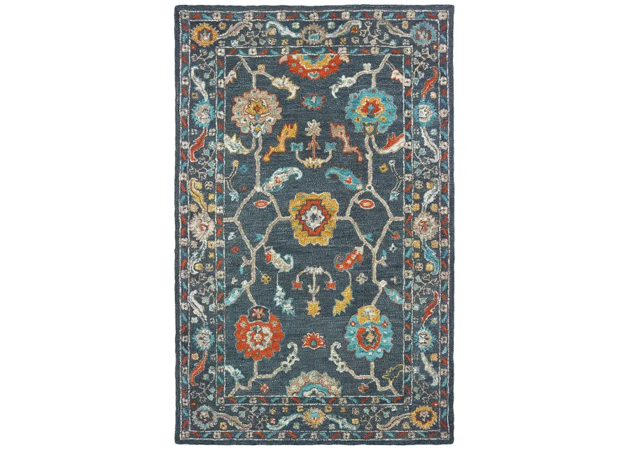 Zahra 5' x 8' Blue Rug