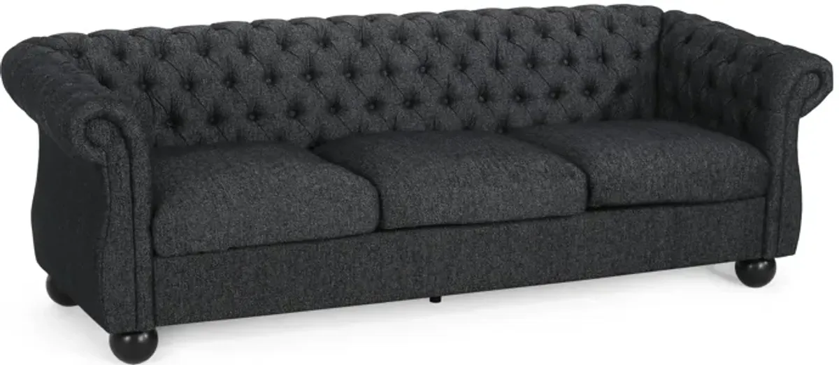 Avery  Classic Chesterfield Tufted Black Polyester Upholstery