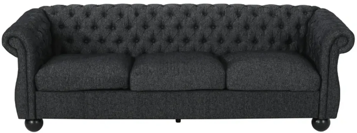 Avery  Classic Chesterfield Tufted Black Polyester Upholstery