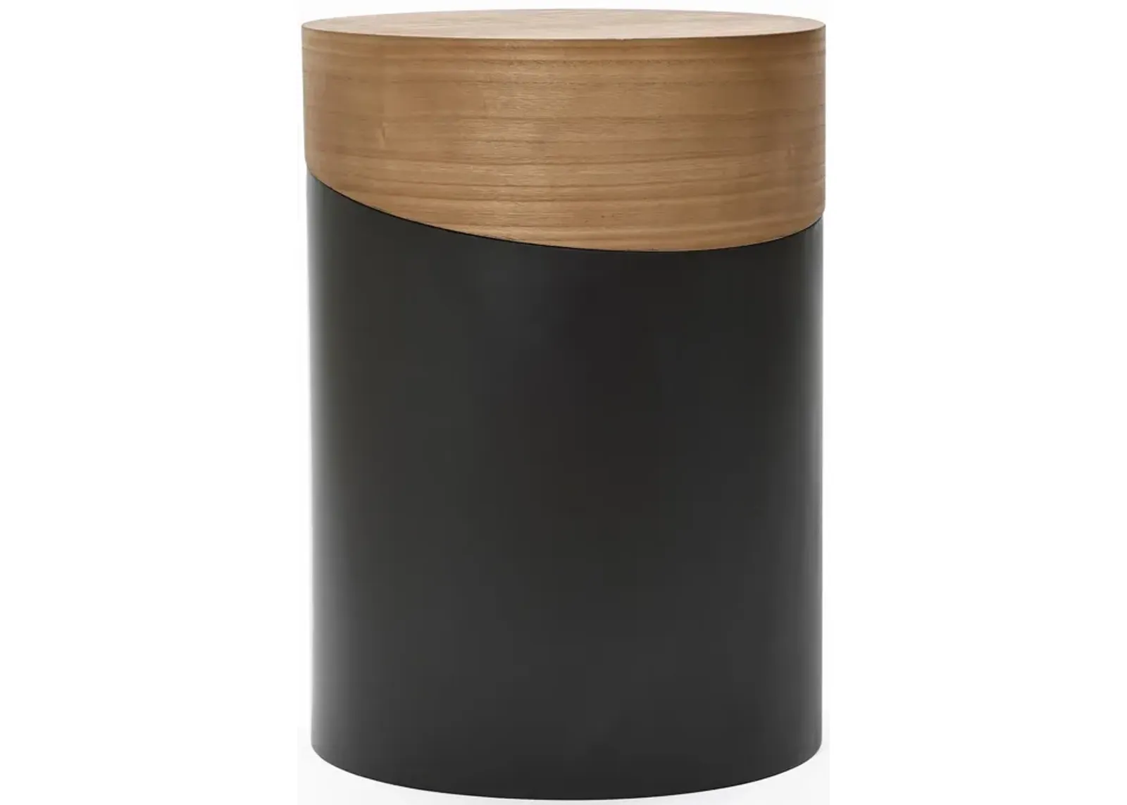 LuxenHome Natural Wood and Metal Round Accent Side Table