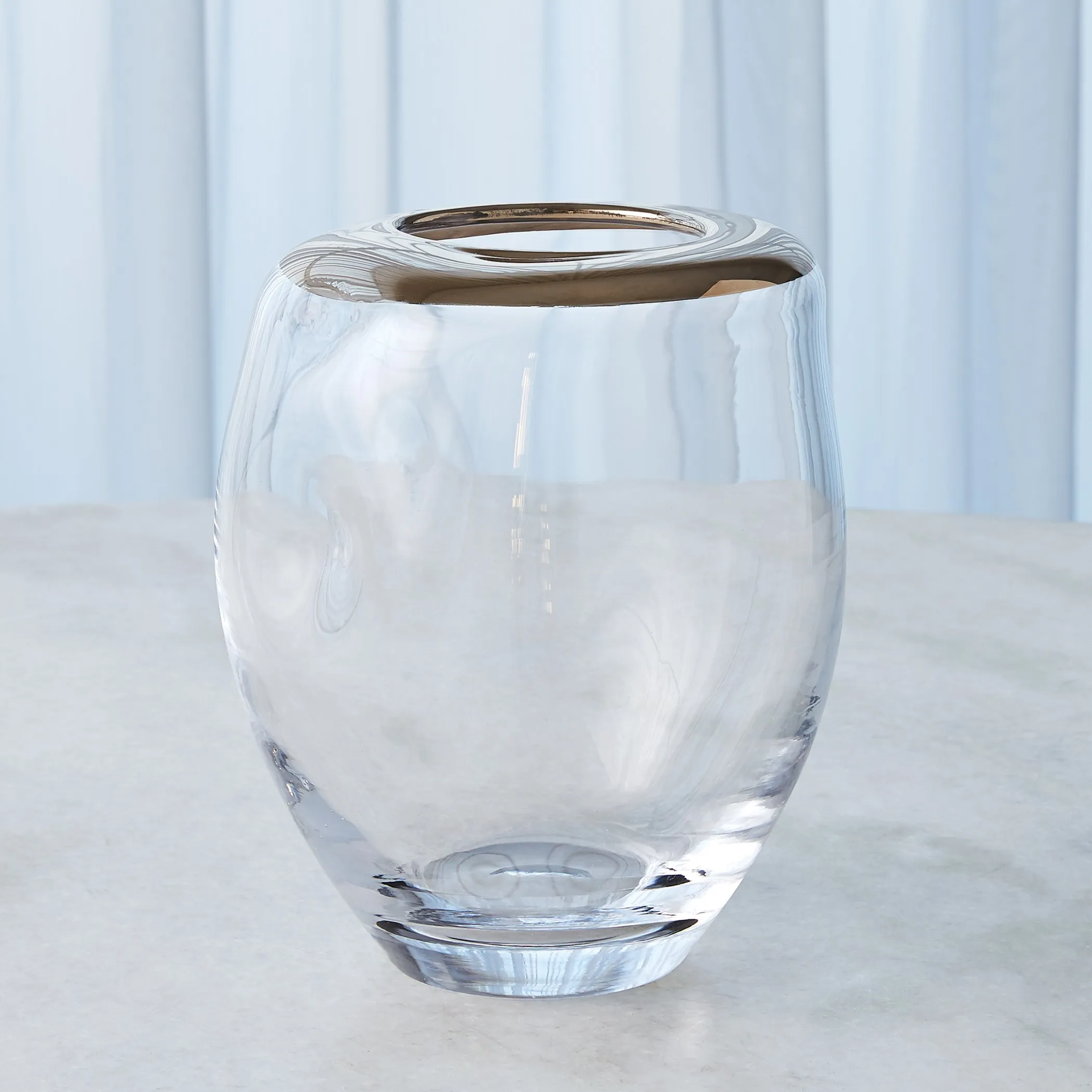 Organic Formed Vase-Silver Medium