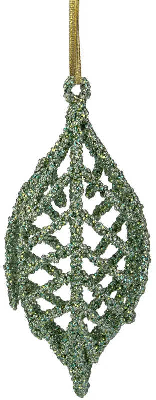 6.5" Green 3-D Glittered Iron Wire Finial Christmas Ornament