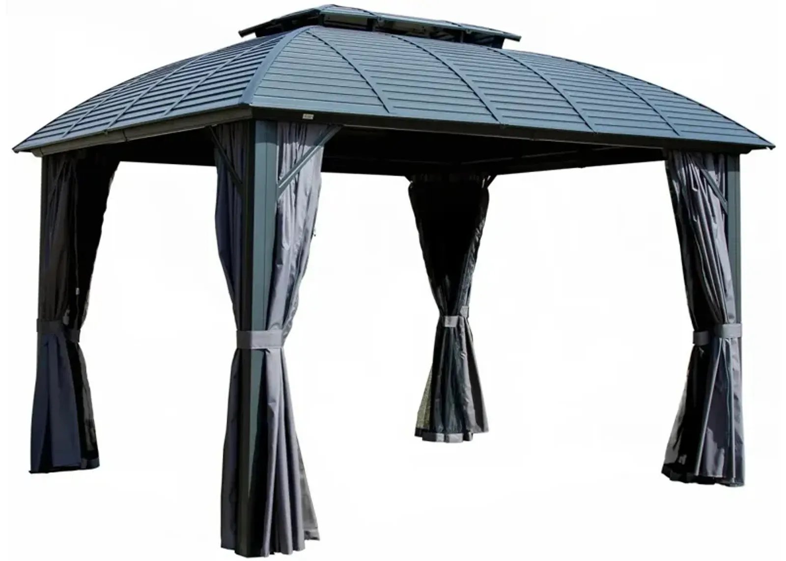 10'X12' Permanent Hardtop Gazebo with Curtains & Netting