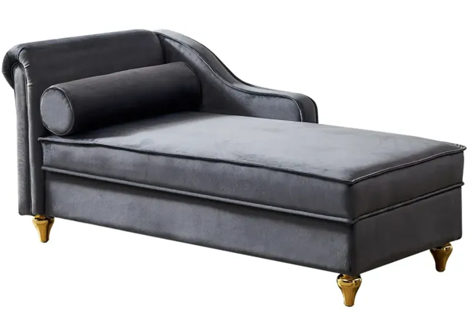 Modern Upholstery Chaise Lounge Chair With Storage Velvet (Grey)