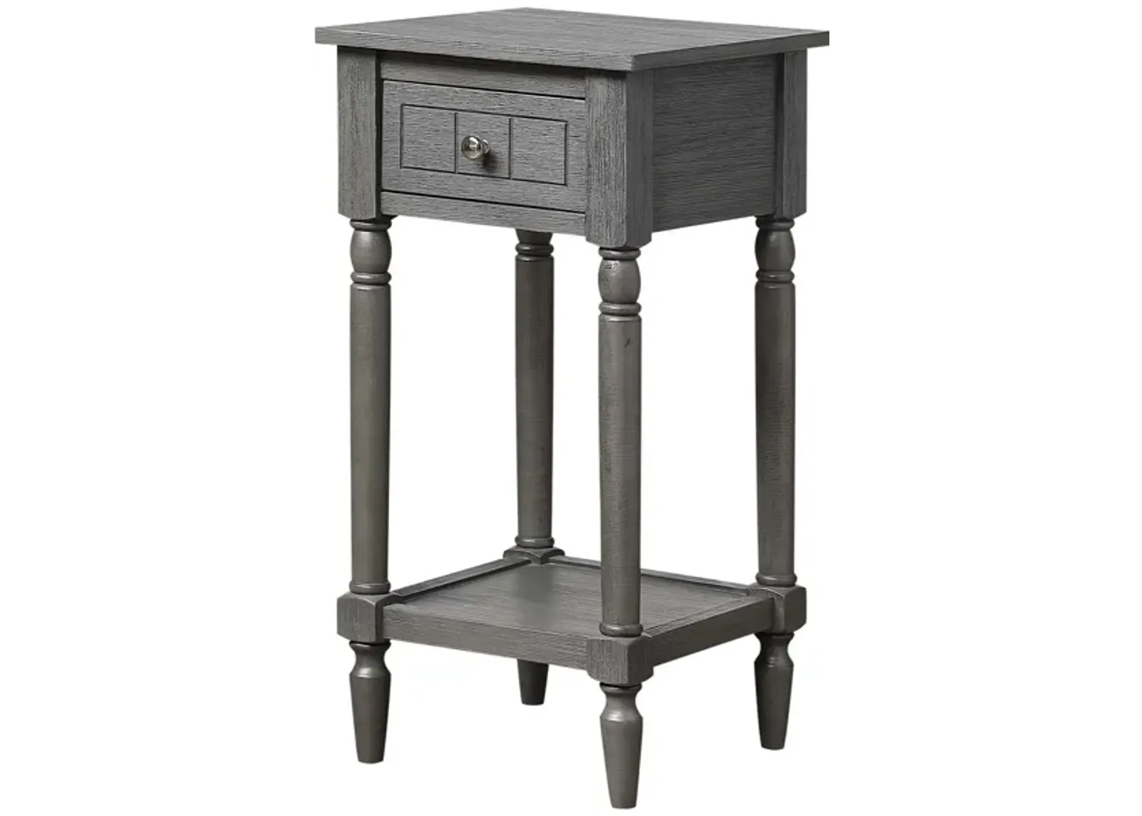 Convenience Concepts French Country Khloe 1 Drawer Accent Table with Shelf, Wirebrush Dark Gray