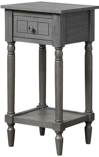 Convenience Concepts French Country Khloe 1 Drawer Accent Table with Shelf, Wirebrush Dark Gray