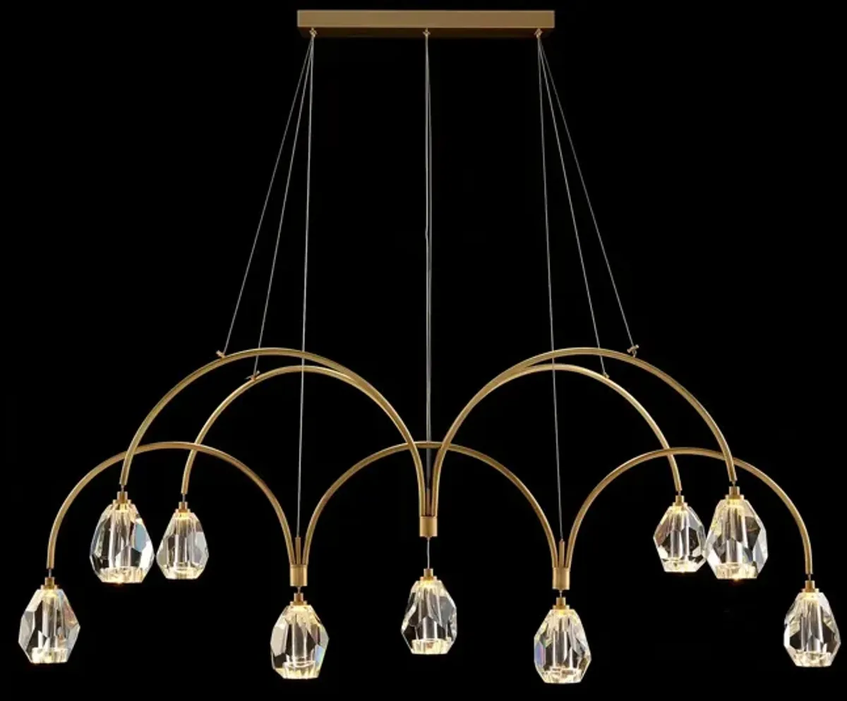 Faceted Cut Crystal Nine-Light Chandelier