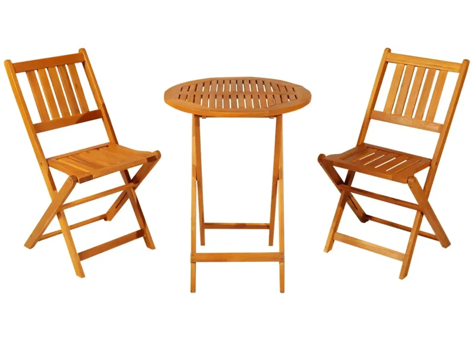 Teak Alfresco Bistro: 3-Piece Folding Acacia Wood Set with Square Table