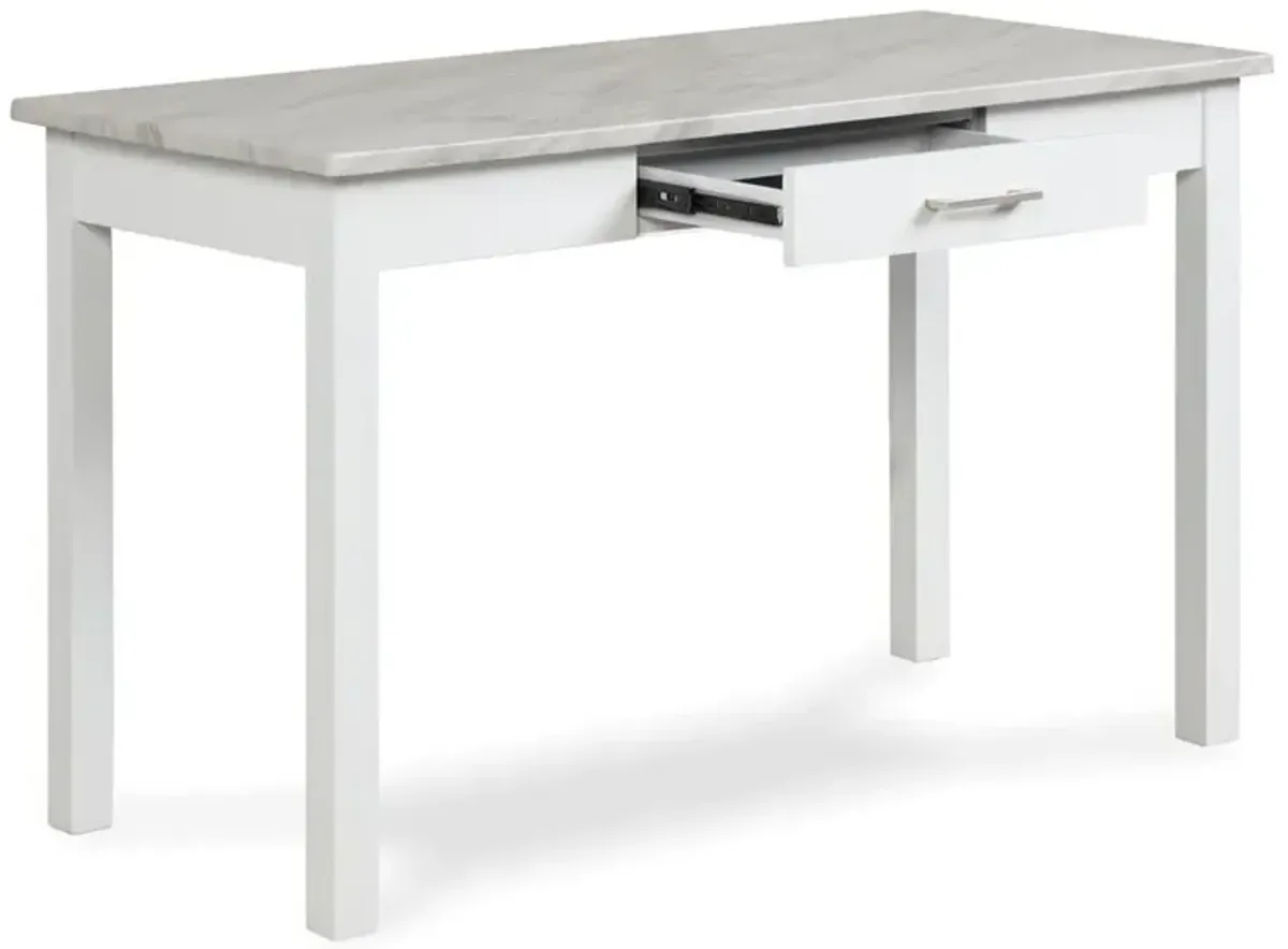 New Classic Furniture Furniture Celeste Faux Marble & Wood Writing Table in White