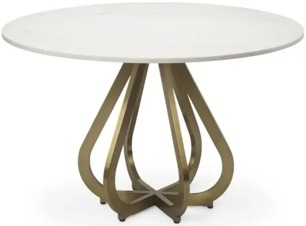Mercana Furniture & Decor Laurent 48 Marble Top Gold Metal Base Dining Table