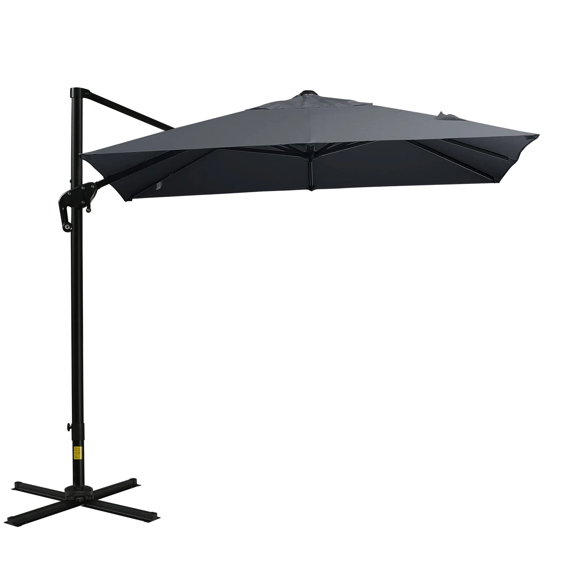 Outsunny 8FT Cantilever Patio Umbrella, Square Outdoor Offset Umbrella with 360° Rotation, Aluminum Hanging Umbrella with 3-Position Tilt, Crank & Cross Base for Garden Deck Pool Backyard, Off White