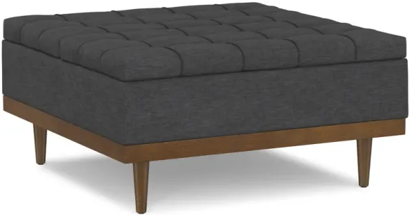 Mariah 36 inch Wide Contemporary Rectangle Lift Top Table Storage Ottoman in Slate Grey  Polyester Linen, Assembled