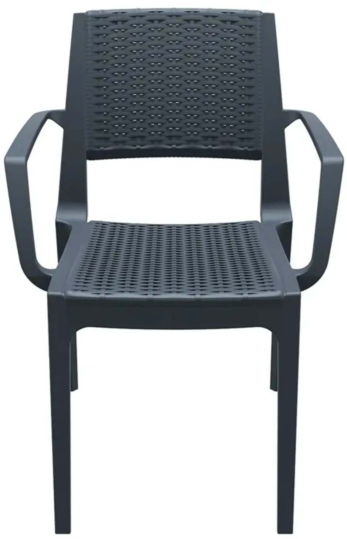 32" White Outdoor Patio Wickerlook Dining Arm Chair