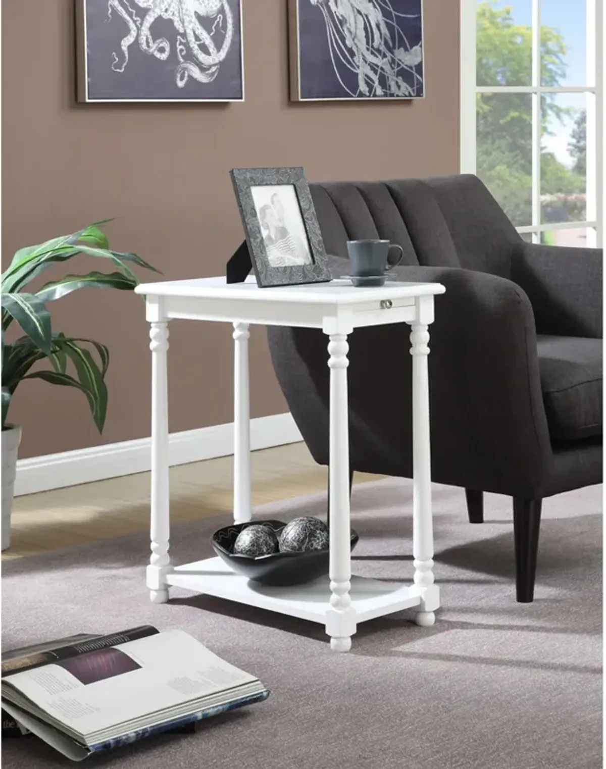 Convenience Concepts French Country Regent End Table, White